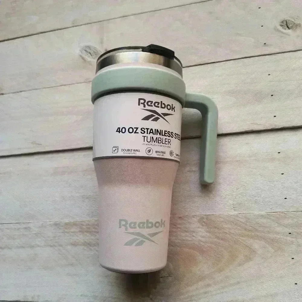 Reebok 40 OZ Stainless Steel Tumbler W/ Handle Water Bottle New Pink BPA Free